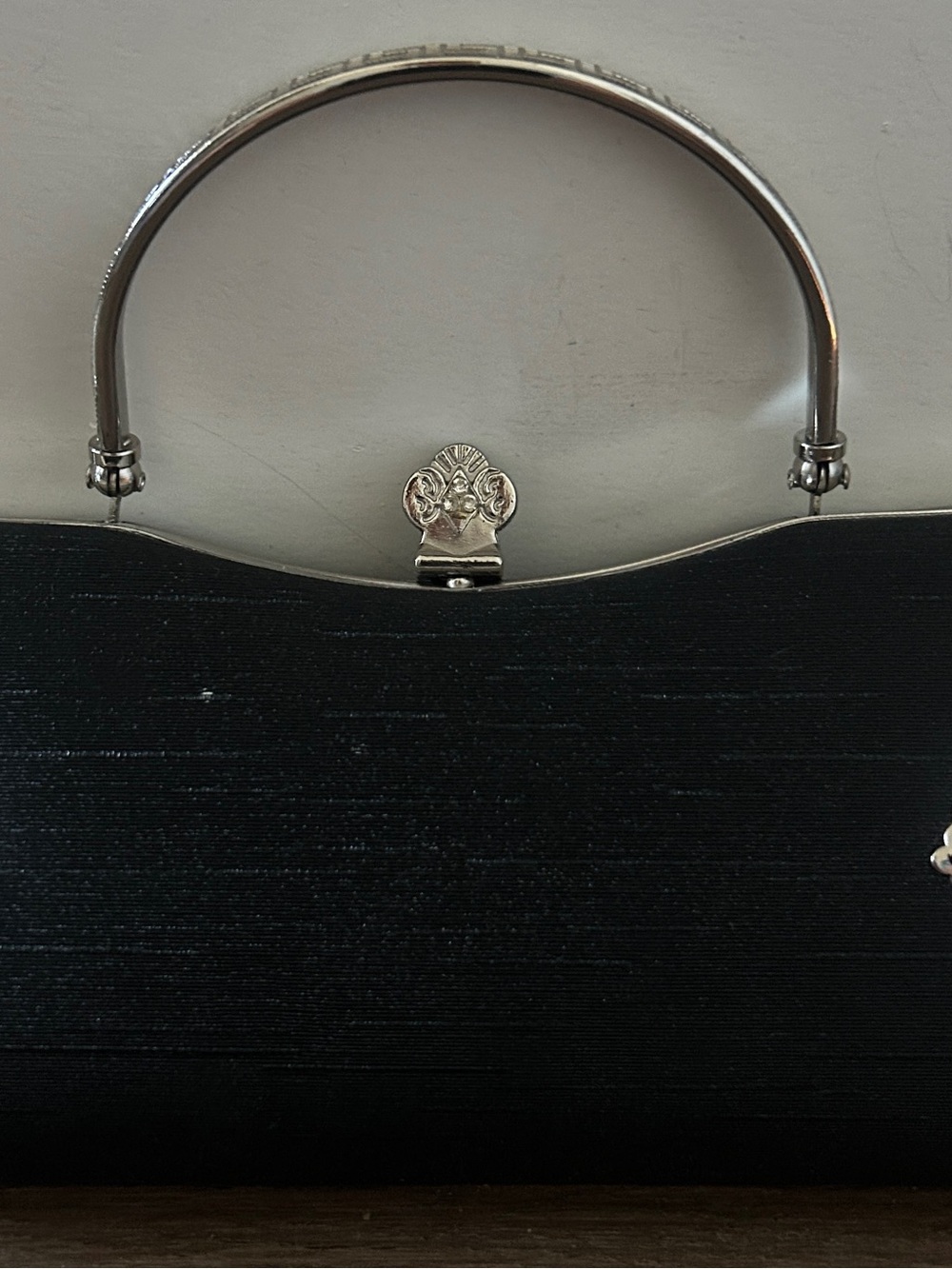 Classic Black Evening Handbag with Silver Hardware